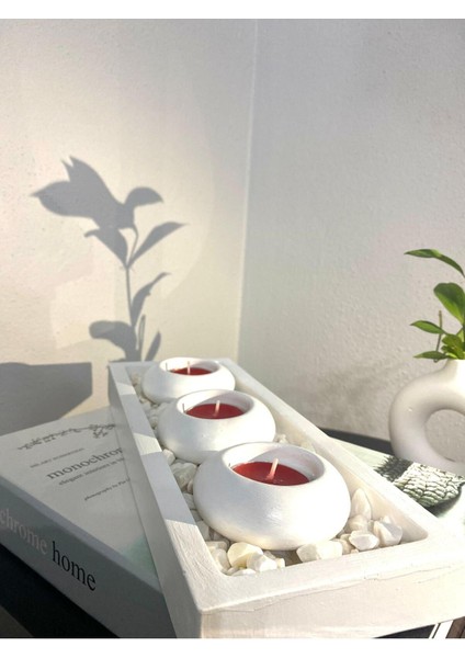 3'lü Beton Tabaklı Dekoratif Mumluk Seti, Hediye ve Ev Dekorasyonu fiyatları