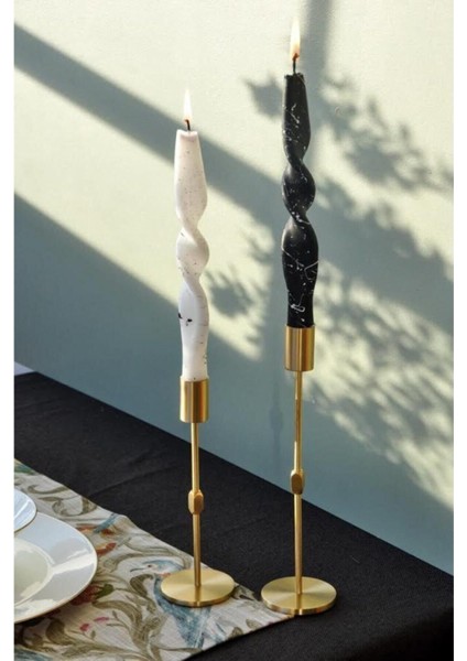 El Yapımı Pirinç Silindir Şamdan, Şık ve Zarif Paris Temalı Ikili Set