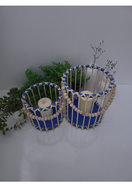 El Işçiliği Bambu Fener ve Saksı Takımı 15-25CM, Şık ve Doğal Tasarım