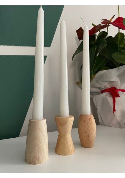 Doğal Kayın ve Dış Budak Ağacı Mumluk, Şık ve Sade Dekorasyon Parçası