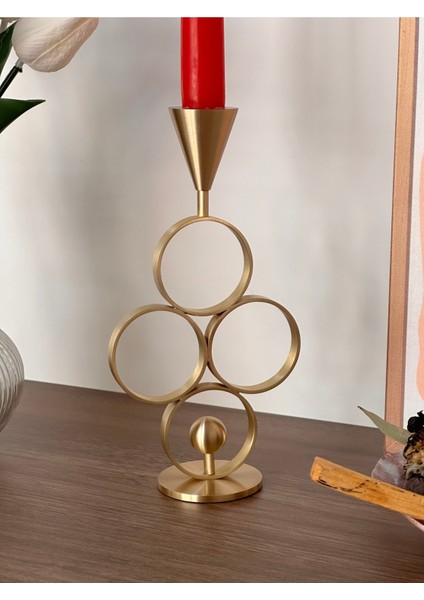 El Yapımı Pirinç Konik Halka Mumluk Şamdan, Şık ve Zarif Dekorasyon Için fiyatları