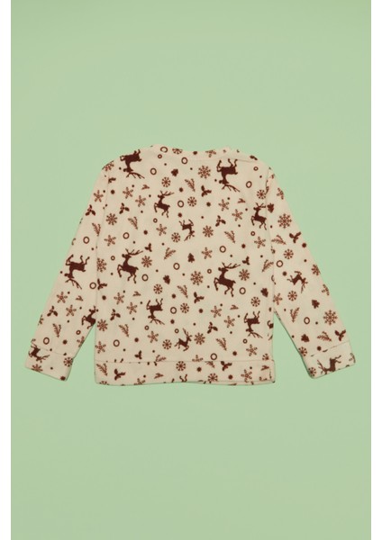 Geyik Desenli Polar Unisex Çocuk Pijama Takımı indirimleri