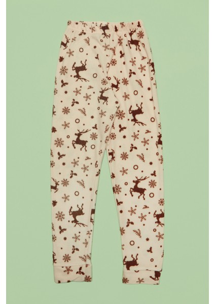 Geyik Desenli Polar Unisex Çocuk Pijama Takımı