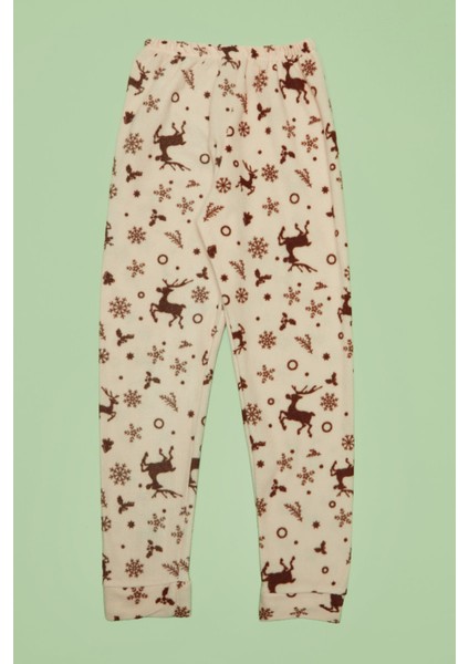 Geyik Desenli Polar Unisex Çocuk Pijama Takımı