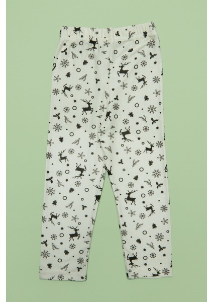 Kar Tanesi ve Geyik Desenli Unisex Çocuk Pijama Takımı