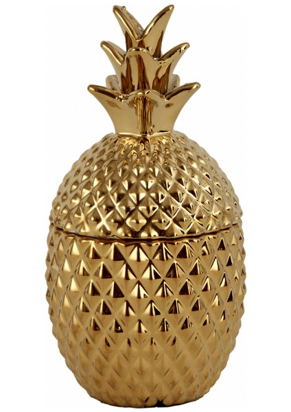 Şık Altın Ananas Dekoratif Mum 7X7X13, Evinizde Zarafet ve Sıcaklık Sağlar