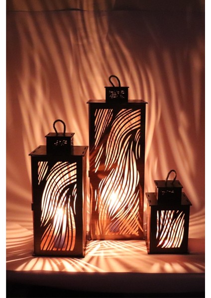 Ahşap Fener Mumluk 3'lü Set Sazlık Model, Şık ve Şeffaf Tasarım fiyatları