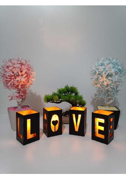 Şık 4'lü Ahşap Mumluk Takımı, Modern Dekorasyon Için Hediye