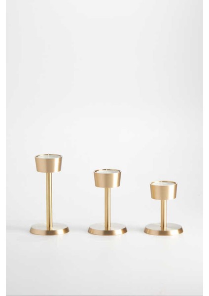 Şık 3'lü Pirinç Tealightlık Takımı, Zarif ve Modern Dekorasyon Parçası