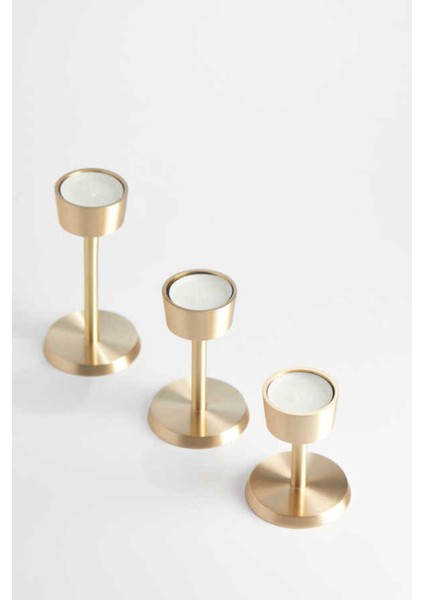 Şık 3'lü Pirinç Tealightlık Takımı, Zarif ve Modern Dekorasyon Parçası fiyatları