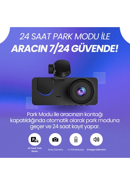 S5 Pro | 3 Kameralı Wifi Araç Içi Kamera | Mobil Uygulama | Park Modu indirimleri
