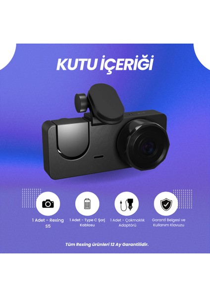 S5 Pro | 3 Kameralı Wifi Araç Içi Kamera | Mobil Uygulama | Park Modu