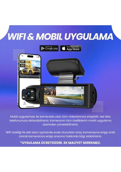 M8 | Akıllı Araç Içi Kamera | Çift Kamera | Mobil Uygulama | Park Modu modelleri