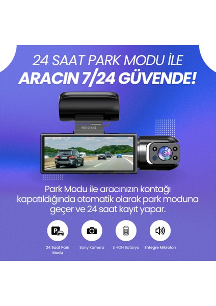 M8 | Akıllı Araç Içi Kamera | Çift Kamera | Mobil Uygulama | Park Modu indirimleri