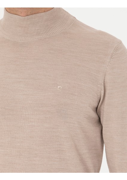 Erkek Taş Slim Fit Yarım Balıkçı Yaka Yün Karışımlı Basic Triko Kazak 50270055-VR049