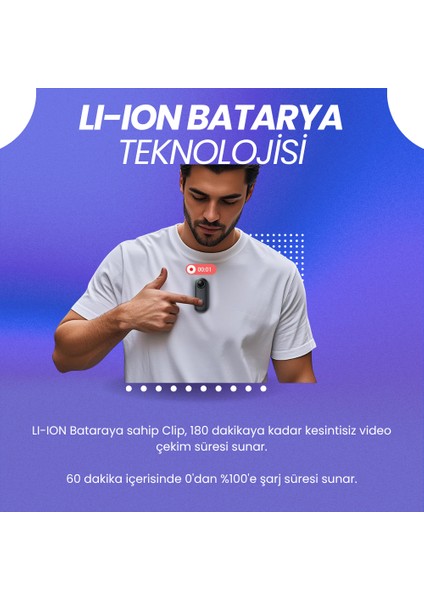 Clip Wifi Aksiyon Kamerası Fhd Giyilebilir Aksiyon Kamera | Mobil Uygulama| 6 Farklı Aparat | Su Geçirmez indirimleri