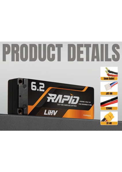 Rapid Lihv 6200MAH 2s 7.6V 100C Sert Kılıflı Lipo Pil modelleri