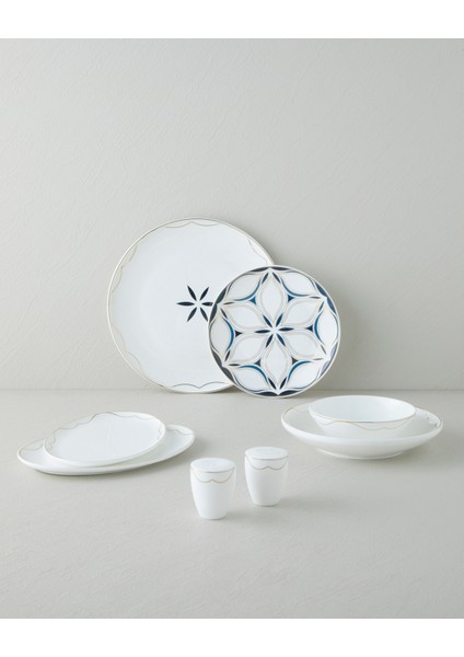 Marvelous Bone Porselen Yemek Takımı 54 Parça 12 Kişilik Lacivert