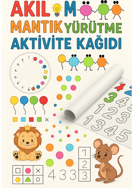 🧠 Mantık Oyunları ve Etkinlik Rulosu – 4 Metre Dev Eğitici Aktivite Kağıdı | 🌀 Çocuklar Için Dikkat Geliştirme, Labirent, Eşleştirme, Fark Bulma ve Zeka Oyunları