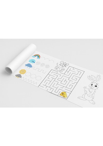 🧠 Mantık Oyunları ve Etkinlik Rulosu – 4 Metre Dev Eğitici Aktivite Kağıdı | 🌀 Çocuklar Için Dikkat Geliştirme, Labirent, Eşleştirme, Fark Bulma ve Zeka Oyunları