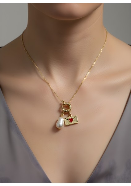 Incili Kalpli Zarf Kolye