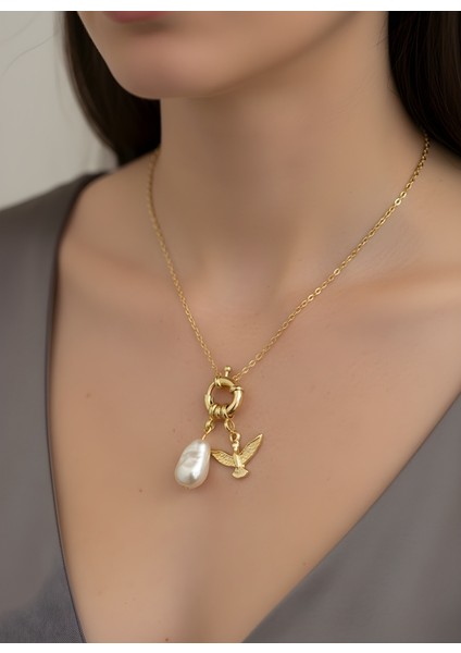 Incili Anka Kuşu Kolye