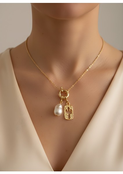 Incili Plaka Kaktüs Kolye