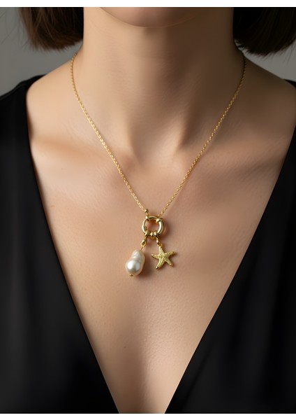 Incili Deniz Yıldızı Kolye