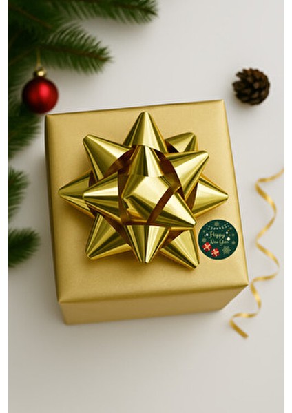 20 Adet 4 cm Yılbaşı Temalı Yapışkanlı Sticker Hediye Paketi Etiketi