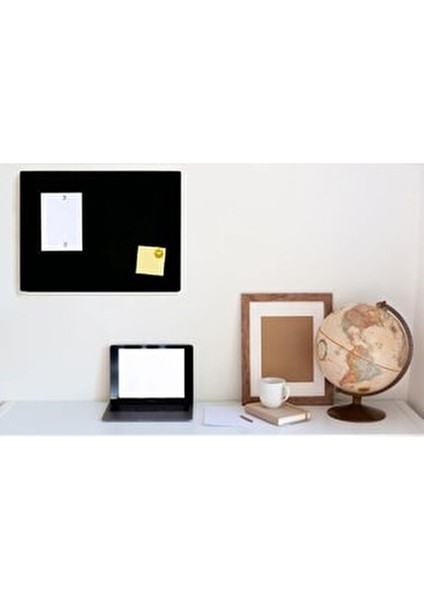 50x70 cm Siyah Metal Pano 10 Adet Mıknatıslı Dekoratif Evrak Düzenleyici