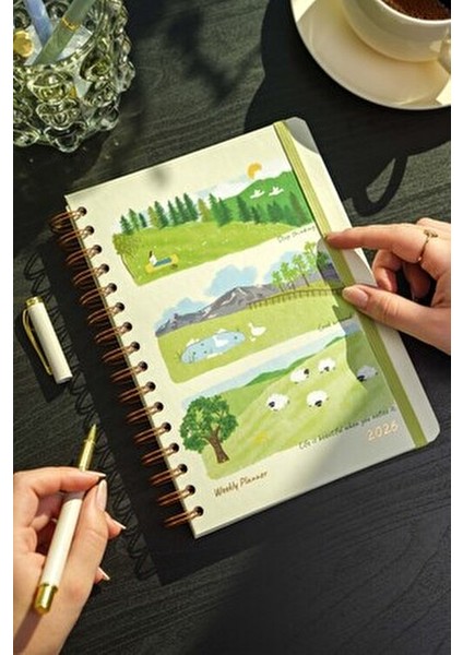 2026 Yılı A5 Spiralli Ajanda 15x21 cm - 12 Aylık 90 gr Kağıt