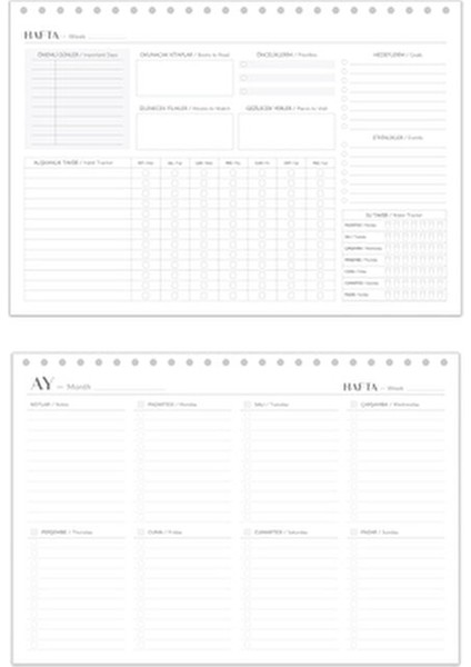 Bordo Süresiz Haftalık Masaüstü Planlayıcı 12 Aylık Mukavva Malzeme