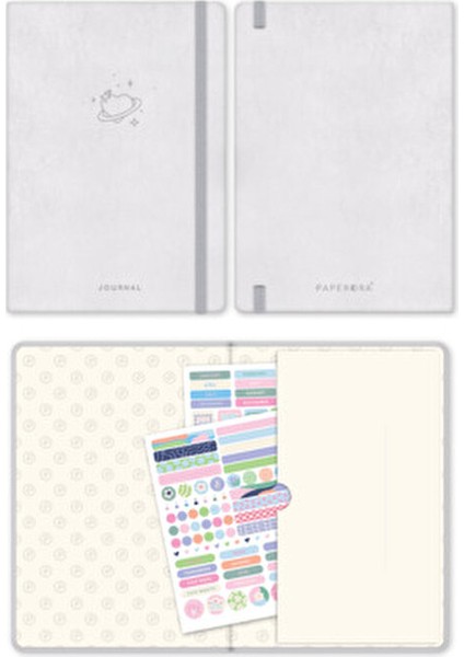 A5 Bullet Journal Noktalı Defter 140 Gr. 80 Yaprak Gümüş Renk 15x21 cm Boyutunda