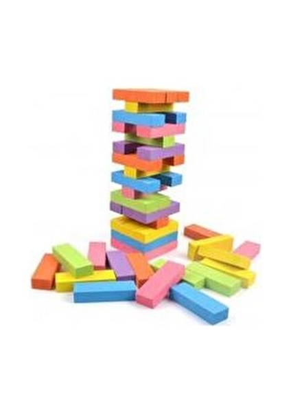 Renkli Büyük Boy Doğal Ahşap Denge Oyunu 54 Parça Eğlenceli Kule Oyunu modelleri