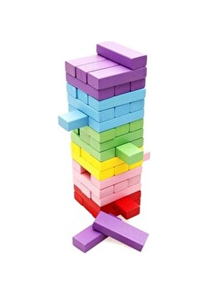 Renkli Büyük Boy Doğal Ahşap Denge Oyunu 54 Parça Eğlenceli Kule Oyunu fırsatları