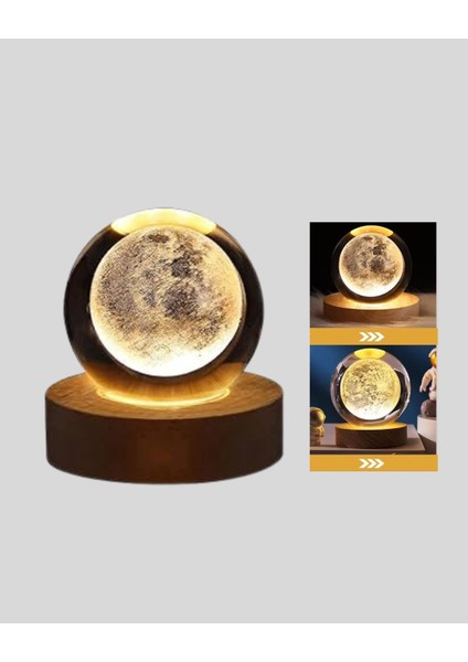 Bfs Ay Temalı Kristal Küre Gece Lambası LED Aydınlatmalı Premium Dekor fiyatları