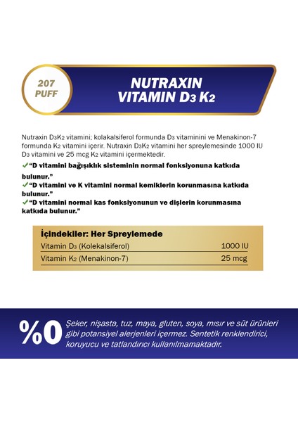Vitals D3k2 30 Ml - 1000 Iu D3 Vitamini, 25 Mcg K2 Vitamini fiyatları