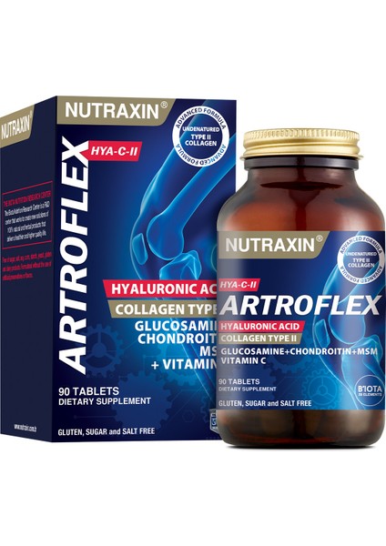 Artroflex HYA-C-II 90 Tablet–Tip II Kolajen, Glukozamin, MSM, Hyaluronik Asit Eklem Destek Takviyesi