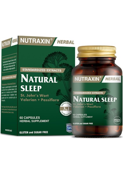 Naturel Sleep 60 Kapsül - Sarı Kantaron, Pasiflora, Kedi Otu