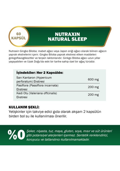Naturel Sleep 60 Kapsül - Sarı Kantaron, Pasiflora, Kedi Otu fiyatları