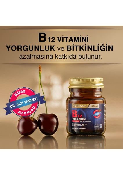 B12 Vitamini 1.000 mcg Kiraz Aromalı 60 Dil Altı Tablet - Metilkobalamin modelleri