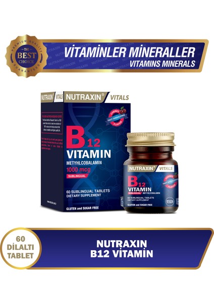 B12 Vitamini 1.000 mcg Kiraz Aromalı 60 Dil Altı Tablet - Metilkobalamin fırsatları
