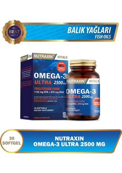 Omega3 Ultra 2500 Mg 30 Softjel - Balık Yağı, EPA 1125, DHA 875 Mg fırsatları