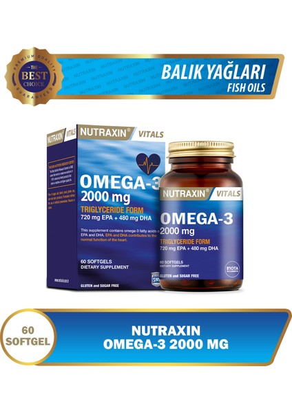 Omega 3 2000 Mg 60 Softjel - Balık Yağı, EPA 720, DHA 480 Mg fırsatları