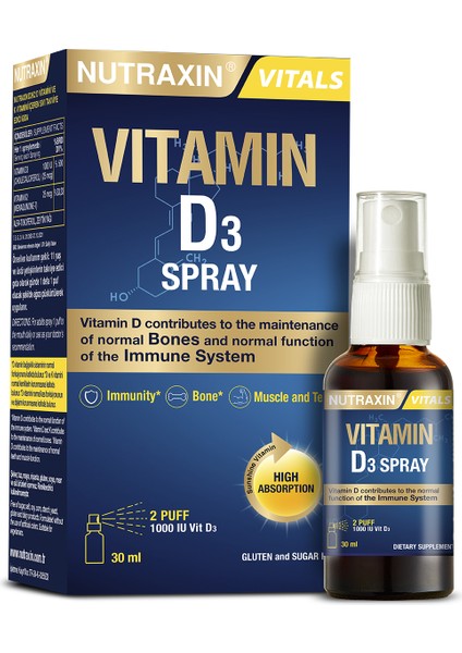 D3 Vitamin Sprey 30 ml Yüksek Emilim ile Bağışıklık Destekleyici Sıvı Form