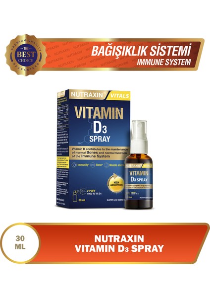 D3 Vitamin Sprey 30 ml Yüksek Emilim ile Bağışıklık Destekleyici Sıvı Form modelleri