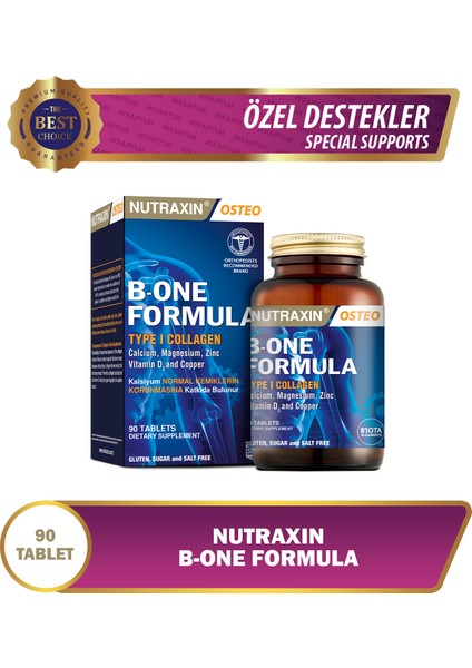 B-One Formül Tip I: 90 Tablet İçeren Kollajen, Kalsiyum, Magnezyum, Çinko, Bakır ve D Vitamini Takviyesi modelleri