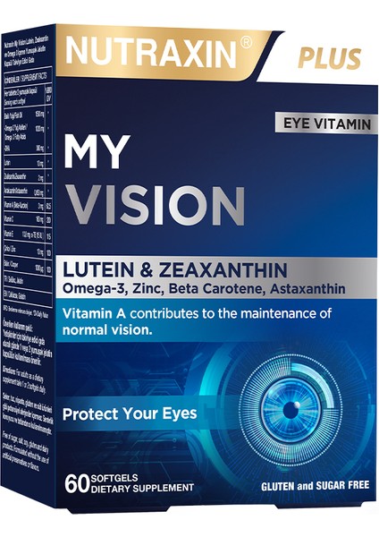 My Vision Eyes Vitamin 60 Soft Jel - Lutein, Zeaxanthin, Omega3, Çinko, Astaksantin, Beta Karoten