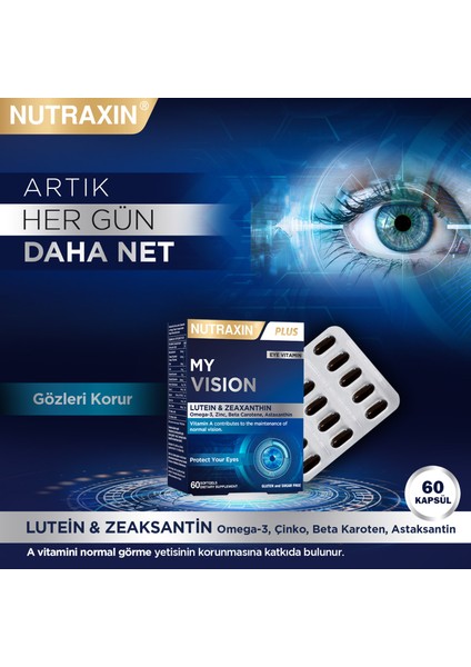My Vision Eyes Vitamin 60 Soft Jel - Lutein, Zeaxanthin, Omega3, Çinko, Astaksantin, Beta Karoten fırsatları
