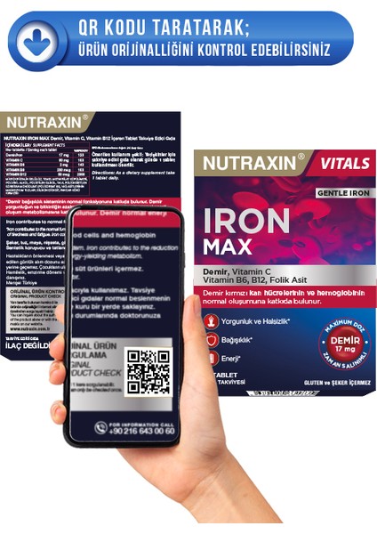 Iron Max 17 Mg 30 Tablet - Gentle Iron, Vitamin C, B12, B6, Folik Asit fırsatları
